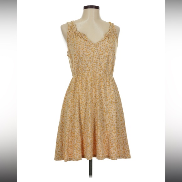 Lucky Brand Dresses & Skirts - Lucky Brand Yellow Ditsy Floral Ruffle Mini Dress